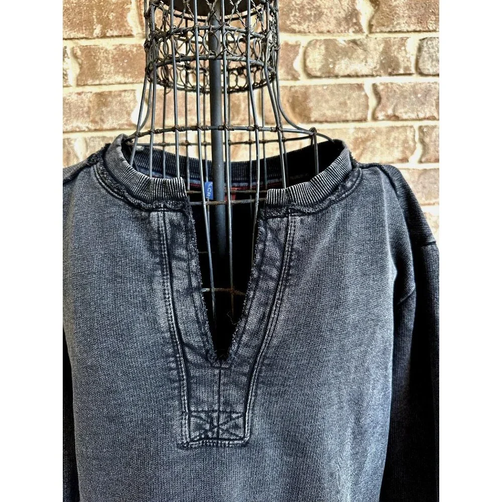Anthropologie Pilcro Split Back Terry Top XS Extra Small Black Tunic Dis… - Picture 3 of 12